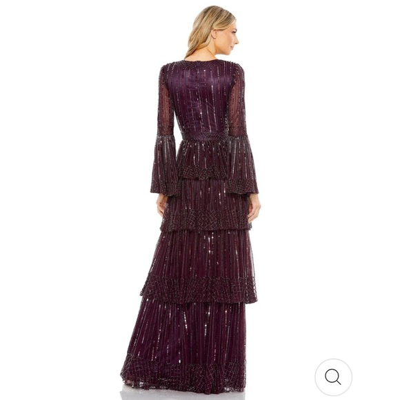 Mac Duggal Purple Long Sleeve Dress - Picture 3 of 15